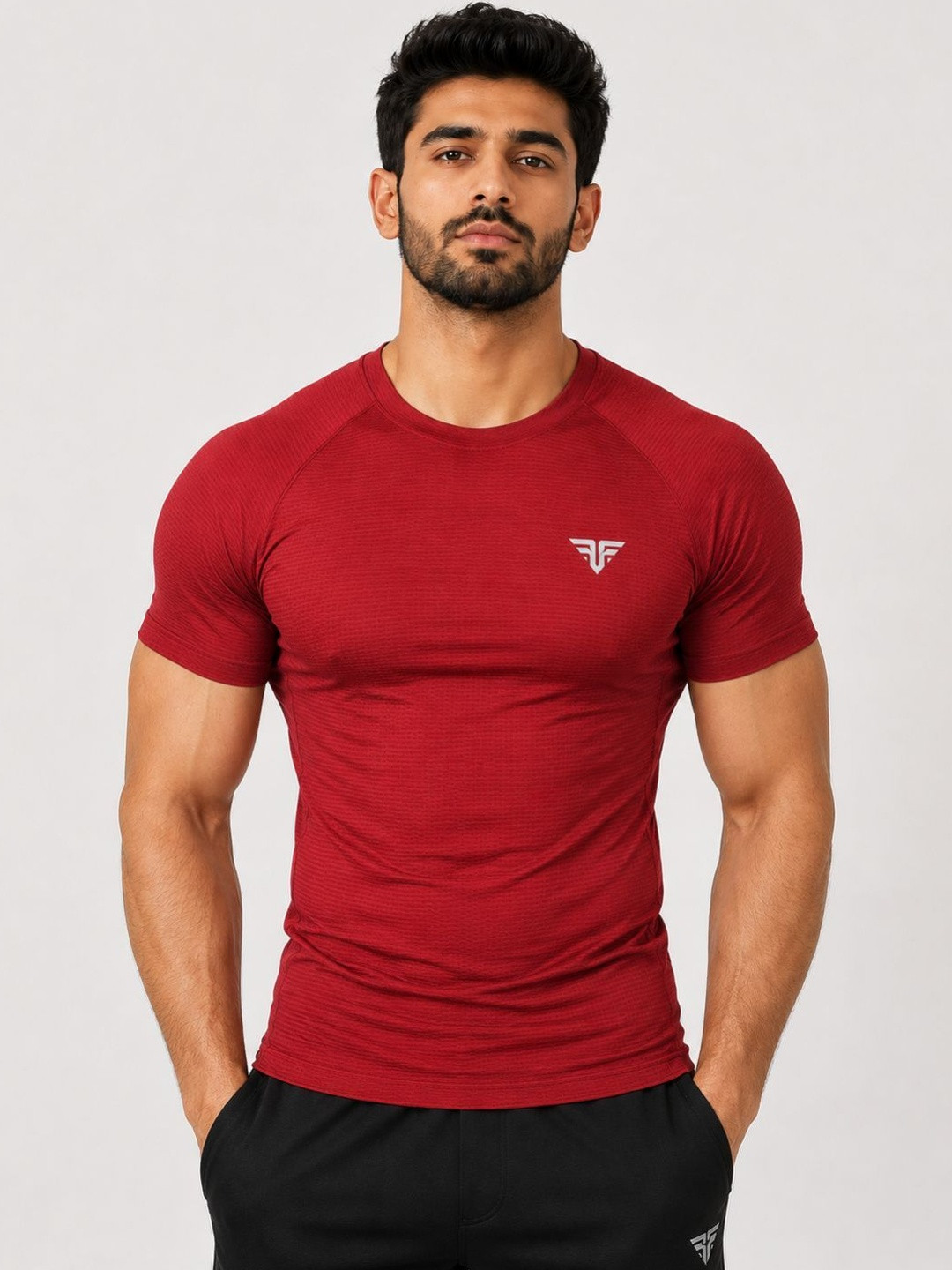 BRUTE FORCE Men Brand Logo Compression T-shirt