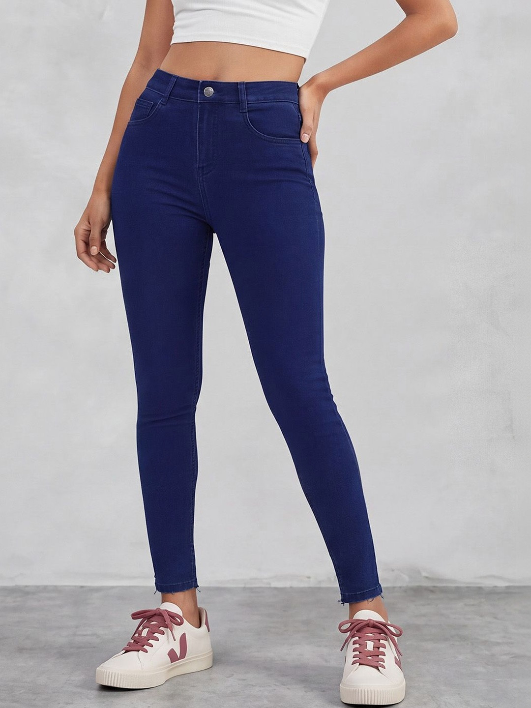 Mast & Harbour Women's Skinny High Rise Clean Look Regular Stretchable Denim Jeans