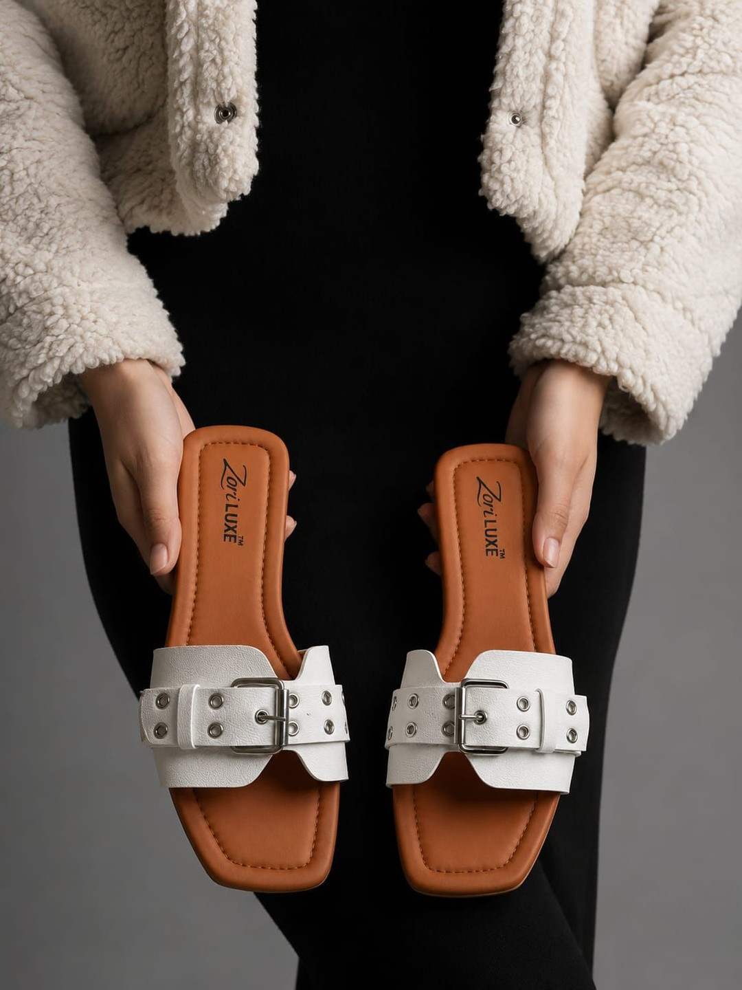 ZORILUXE Women Open Toe Flats with Buckles