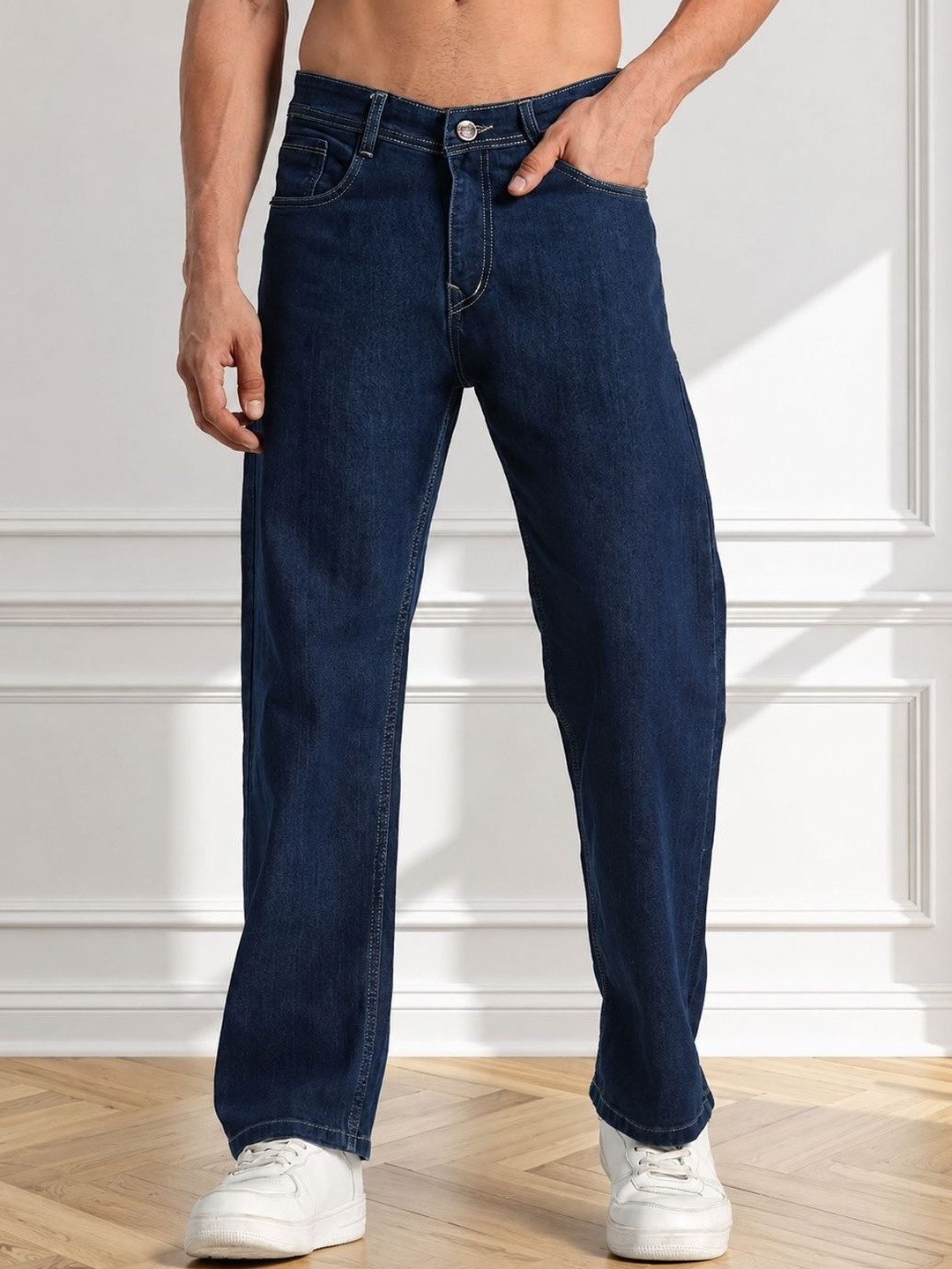 SYNZO Men Comfort Relaxed Fit Mid-Rise Jeans
