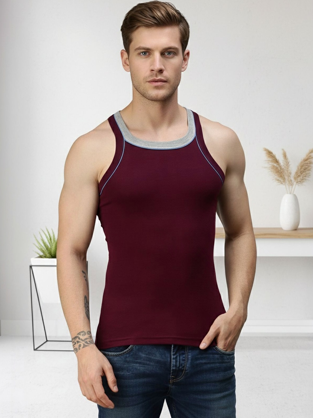 Lux Cozi Pack Of 3 Assorted Pure Cotton Innerwear Vests COZI_XYLO_666_COL_3PC