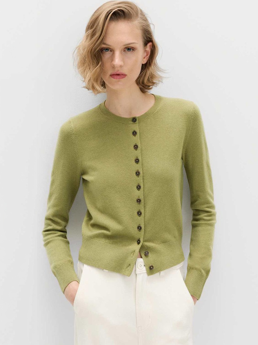 Marks & Spencer Slim Fit Air-Yarn Crew Neck Short Cardigan