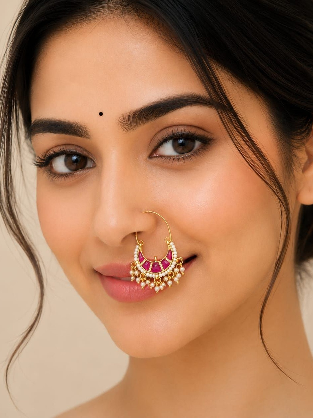Dishavari Gold-Plated Ring Nosepin