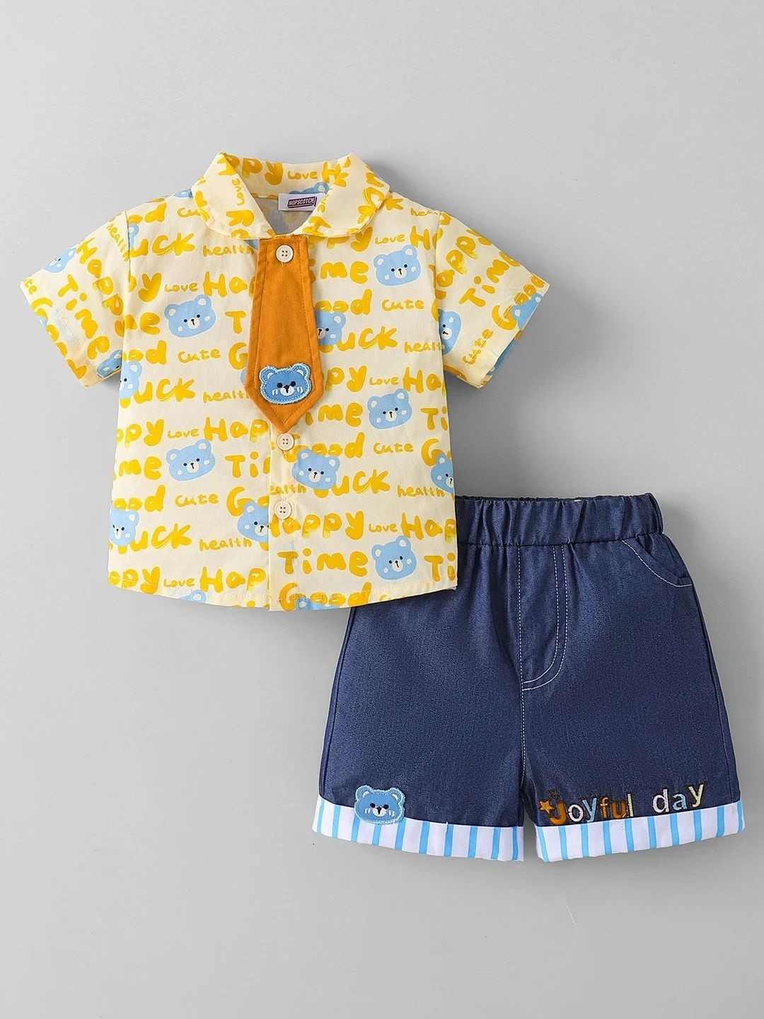 Hopscotch Boys Printed Shirt with Shorts