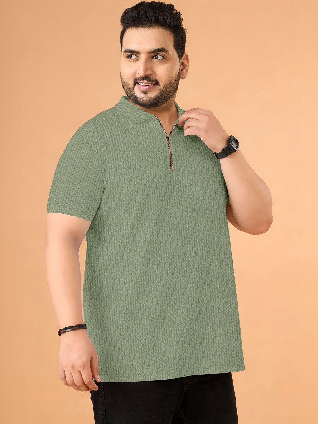 HERE&NOW Men Polo Collar T-shirt