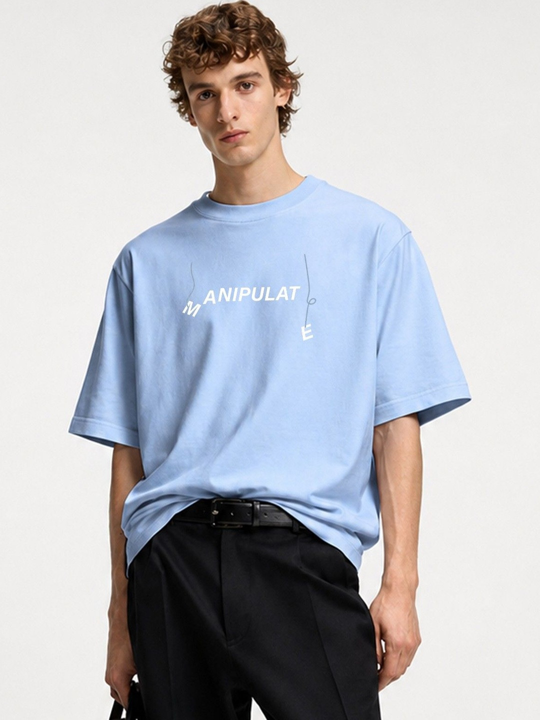 TOGS & TERRE Men Typography Printed Drop-Shoulder Sleeves Organic Cotton Blend T-shirt