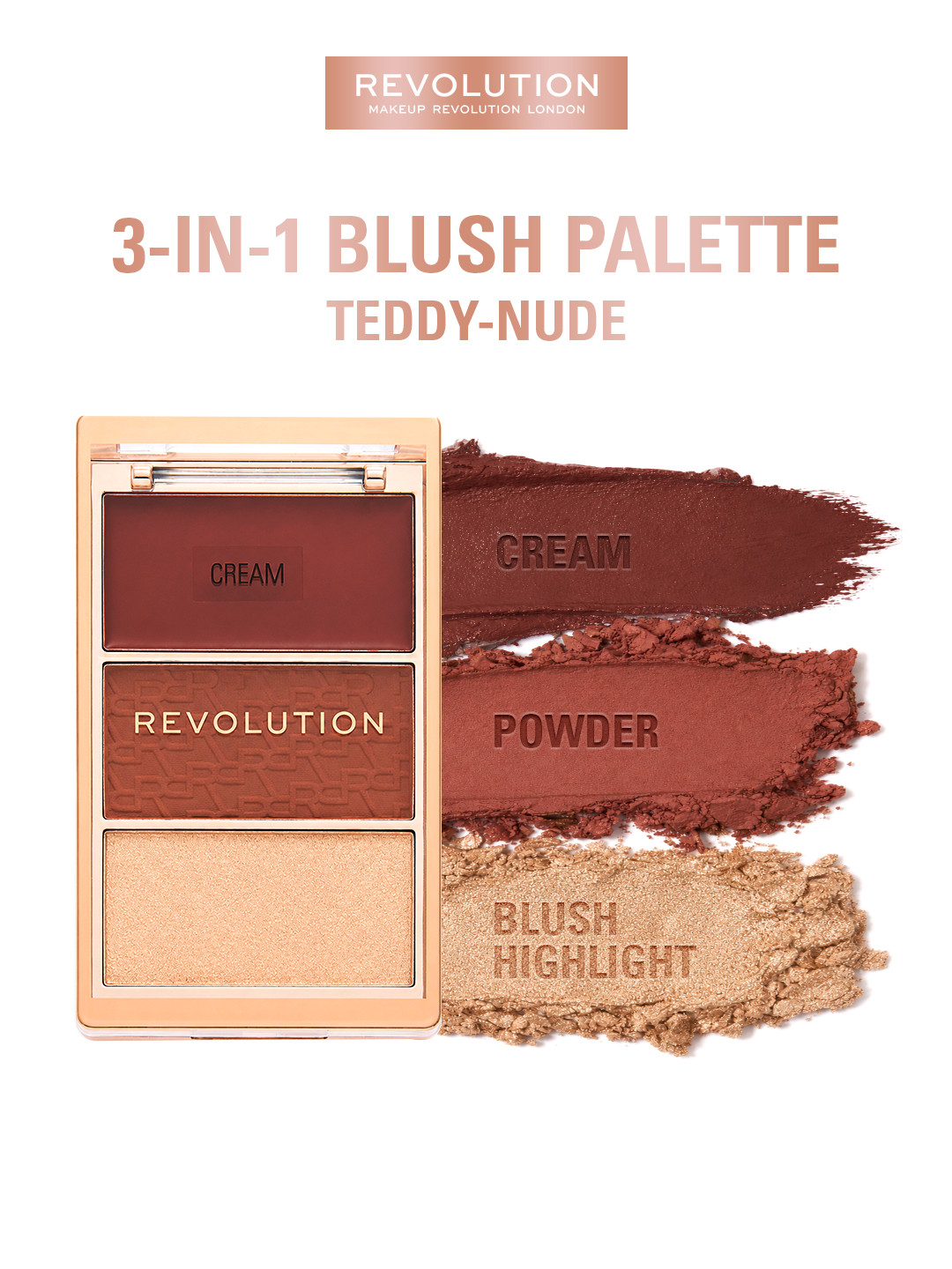 Makeup Revolution London 3-In-1 Blush Palette - 9.8 g Teddy - Nude