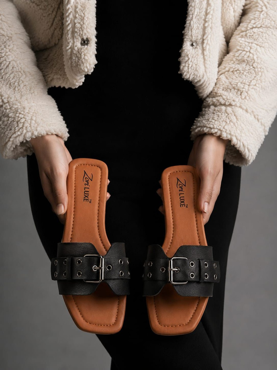 ZORILUXE Women Open Toe Flats with Buckles