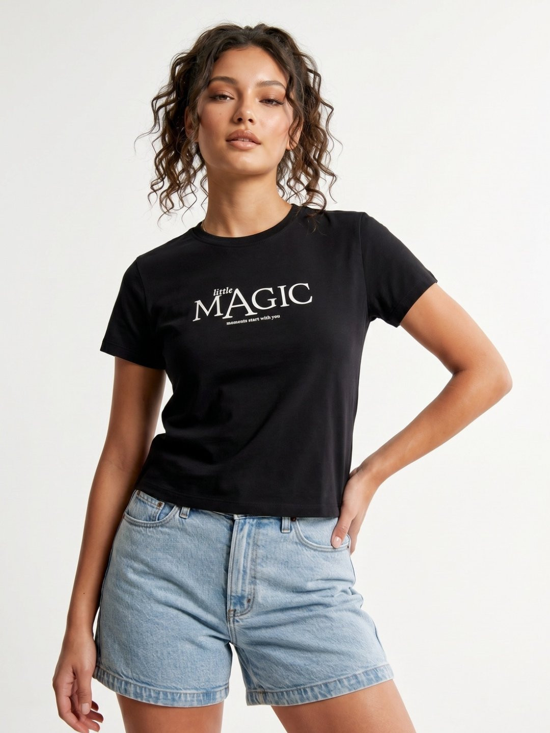 glitchez Typography Printed Round Neck T-Shirt