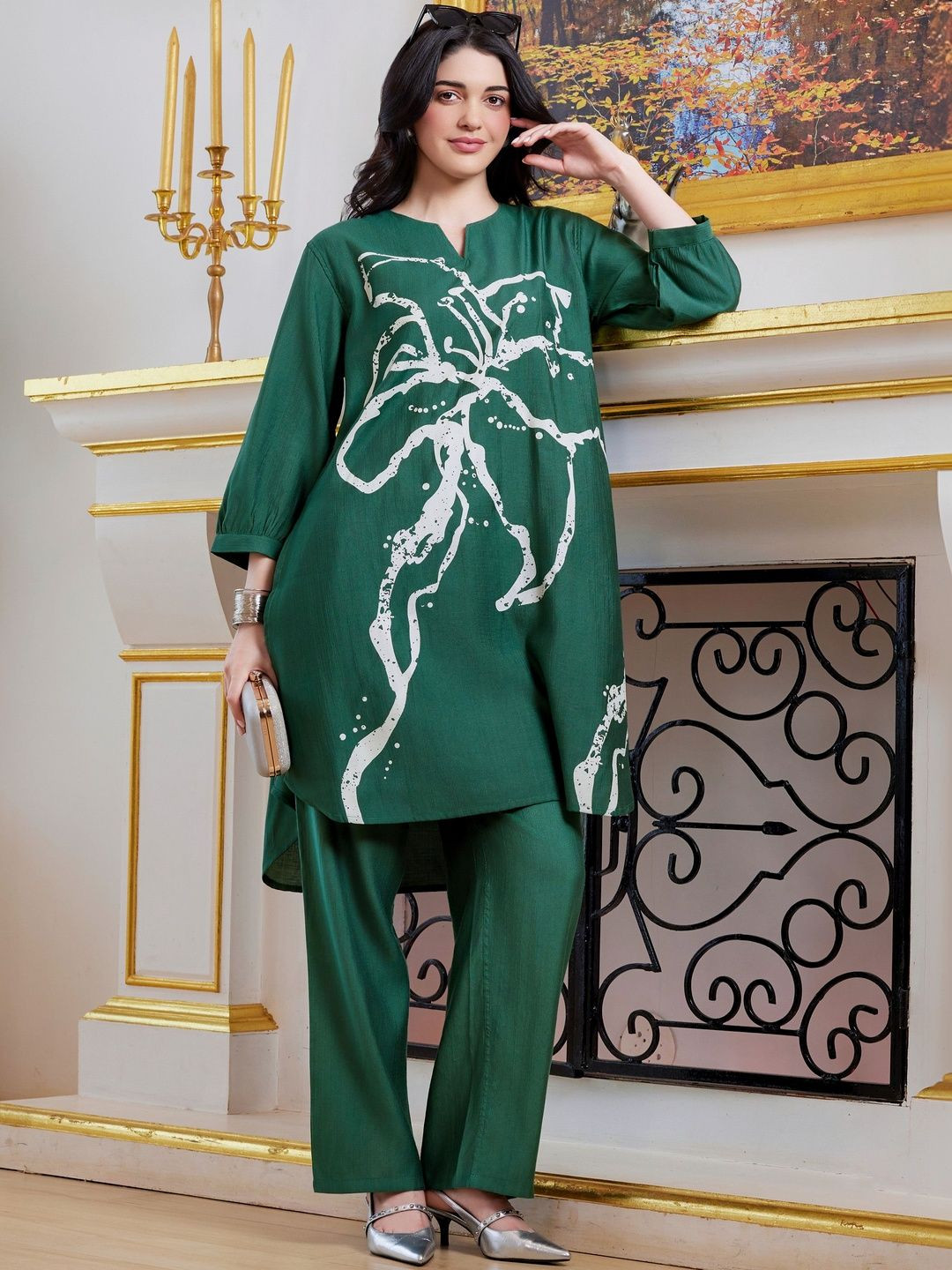 vedn Printed Top with Trousers