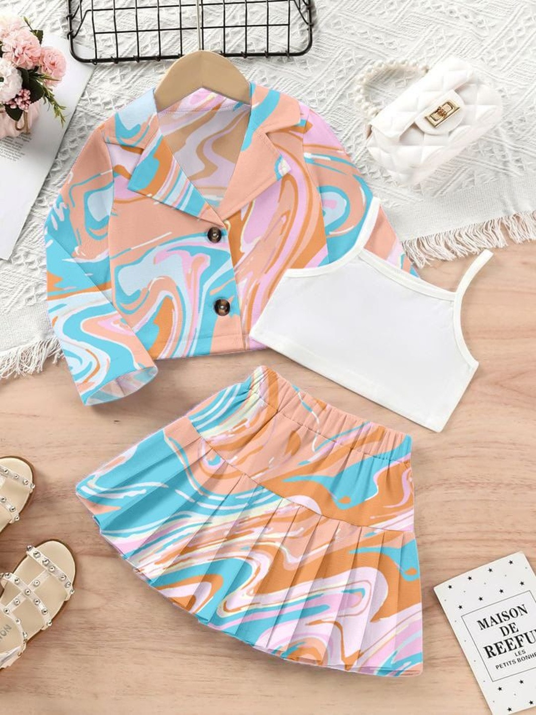 LAXNEEP Girls Printed Tunic with Skirt