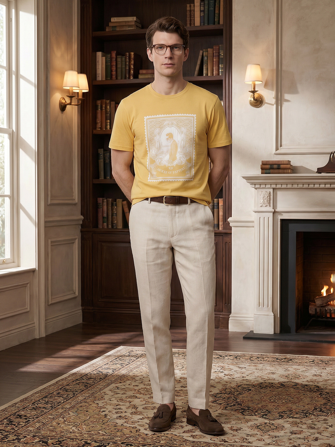 House of Pataudi Graphic Printed Pure Cotton T-shirt