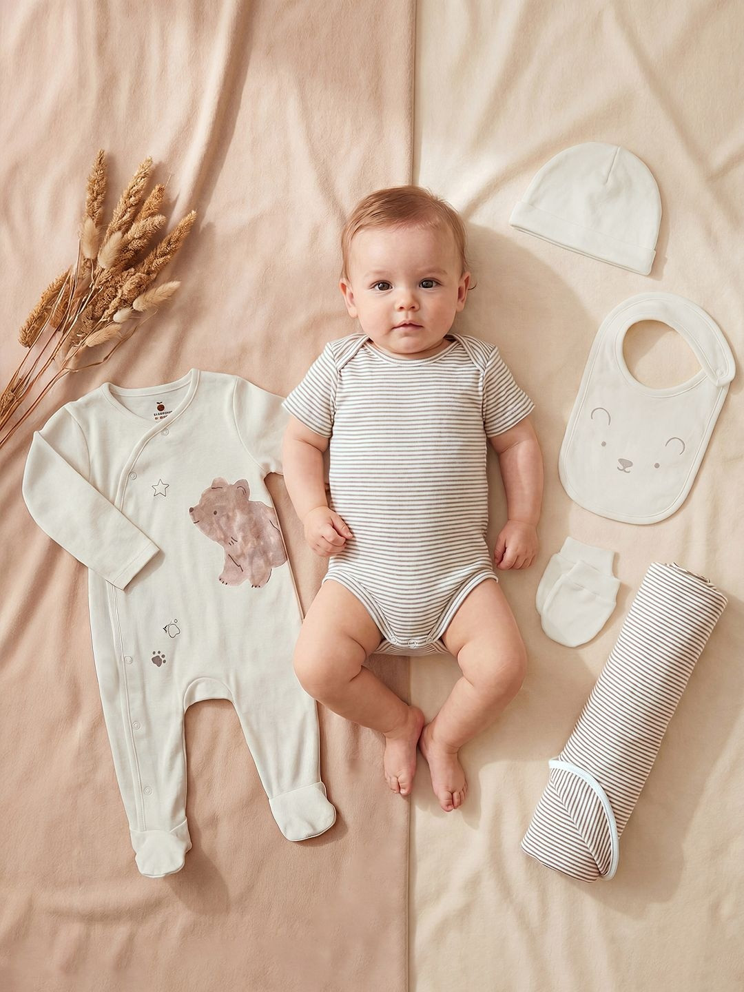 Lil Tomatoes Baby Infants 6Pcs Organic Cotton Baby Apparel Gift Set