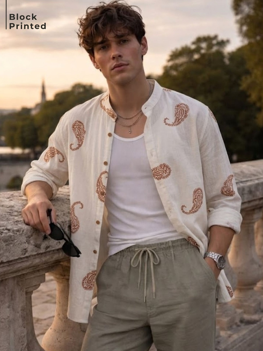 Block Printed Oversized Shirt