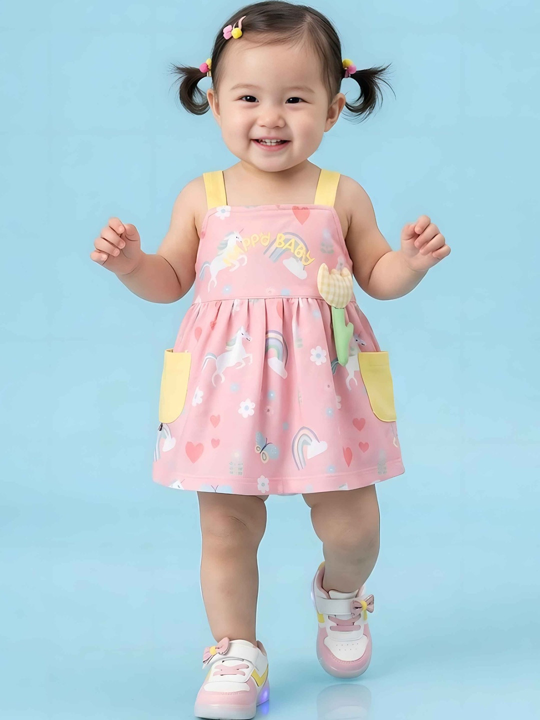 Jelly Joy Floral Print Applique A-Line Dress