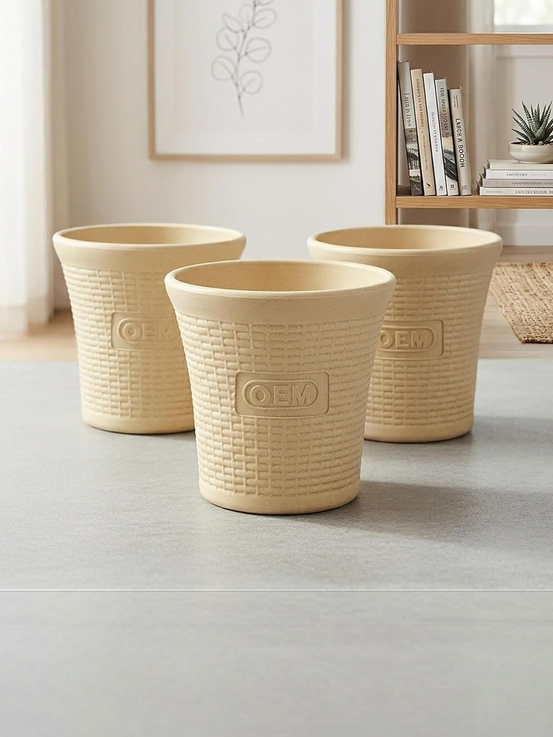 OEM 3-Pcs Beige Round Planters