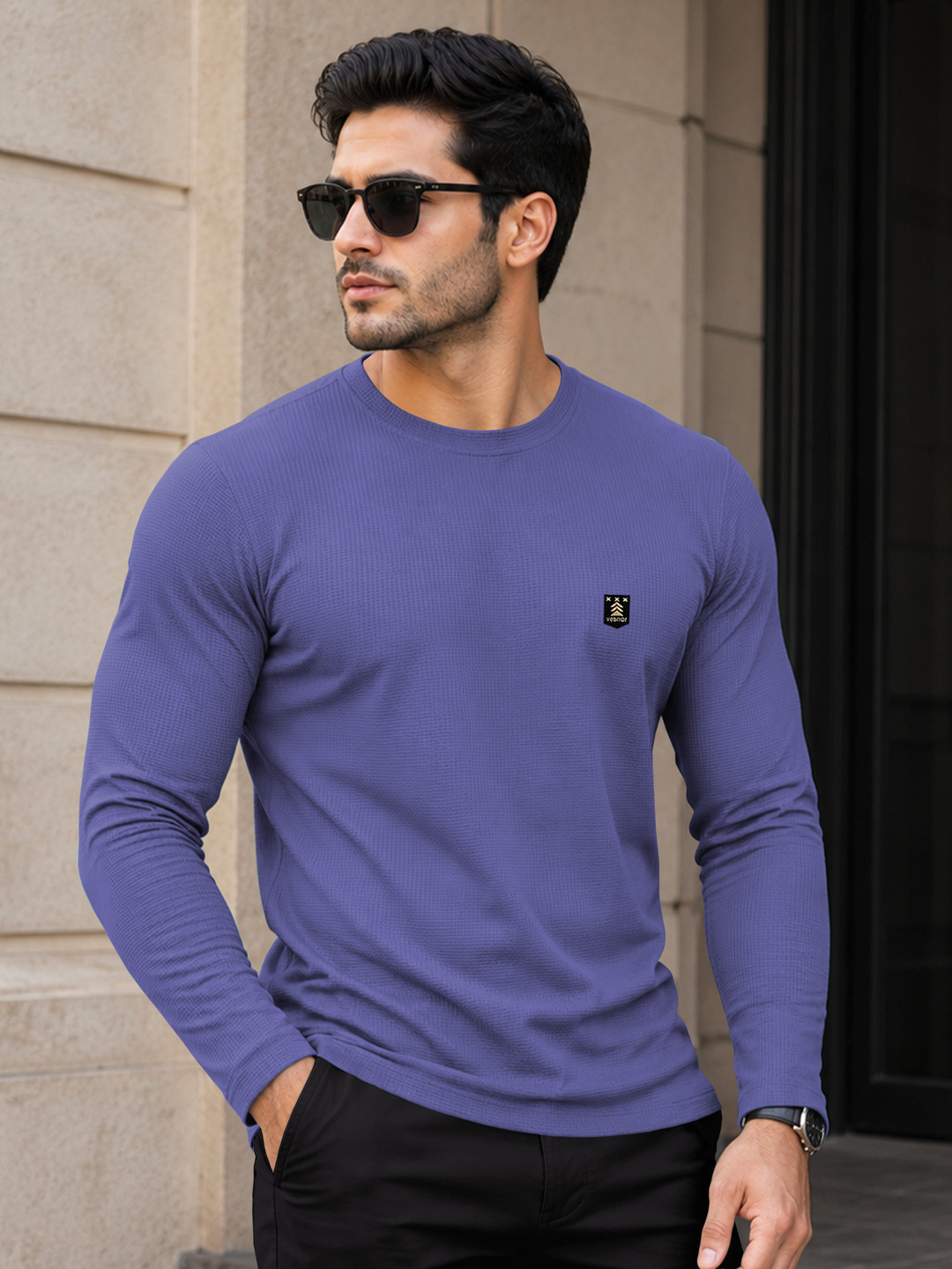 VeBNoR Men Self Design Round Neck T-shirt