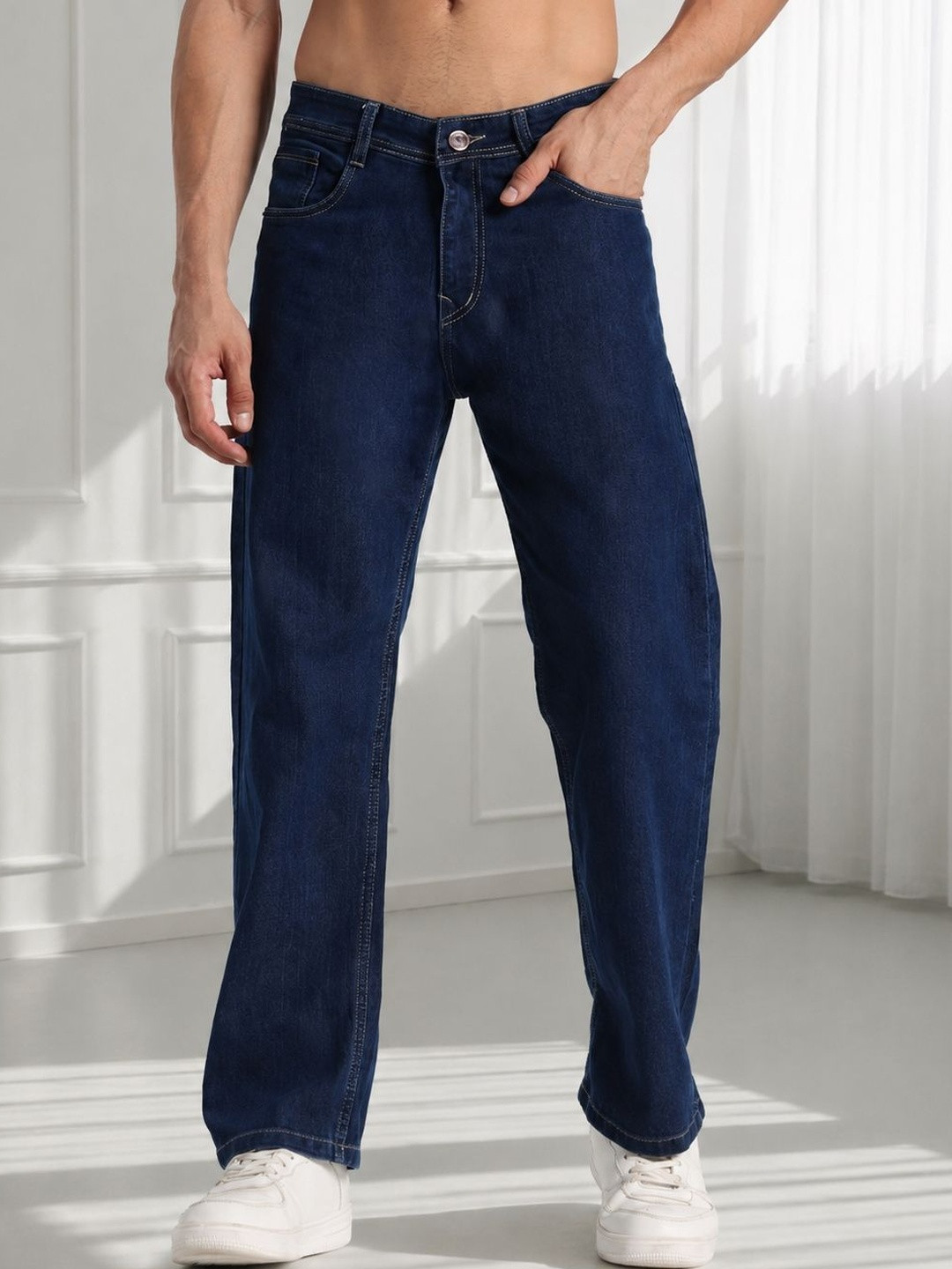 SYNZO Men Comfort Relaxed Fit Mid-Rise Jeans