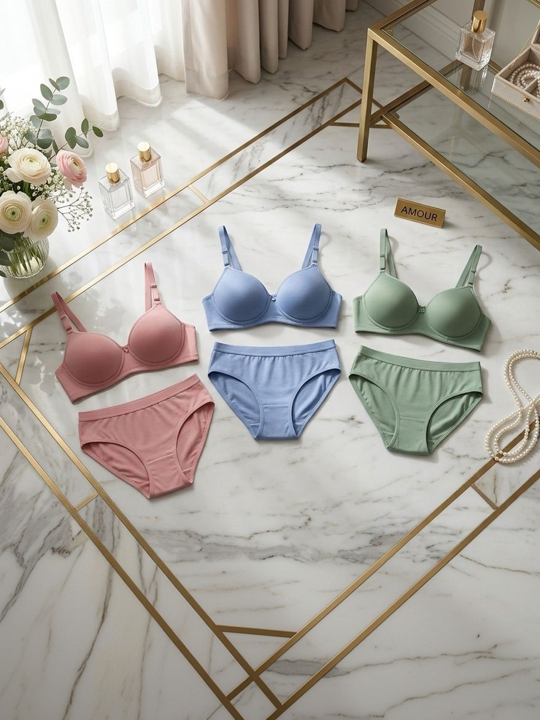 Lunavibe Lightly Padded and Non-Wired Mid-Rise Lingerie Set