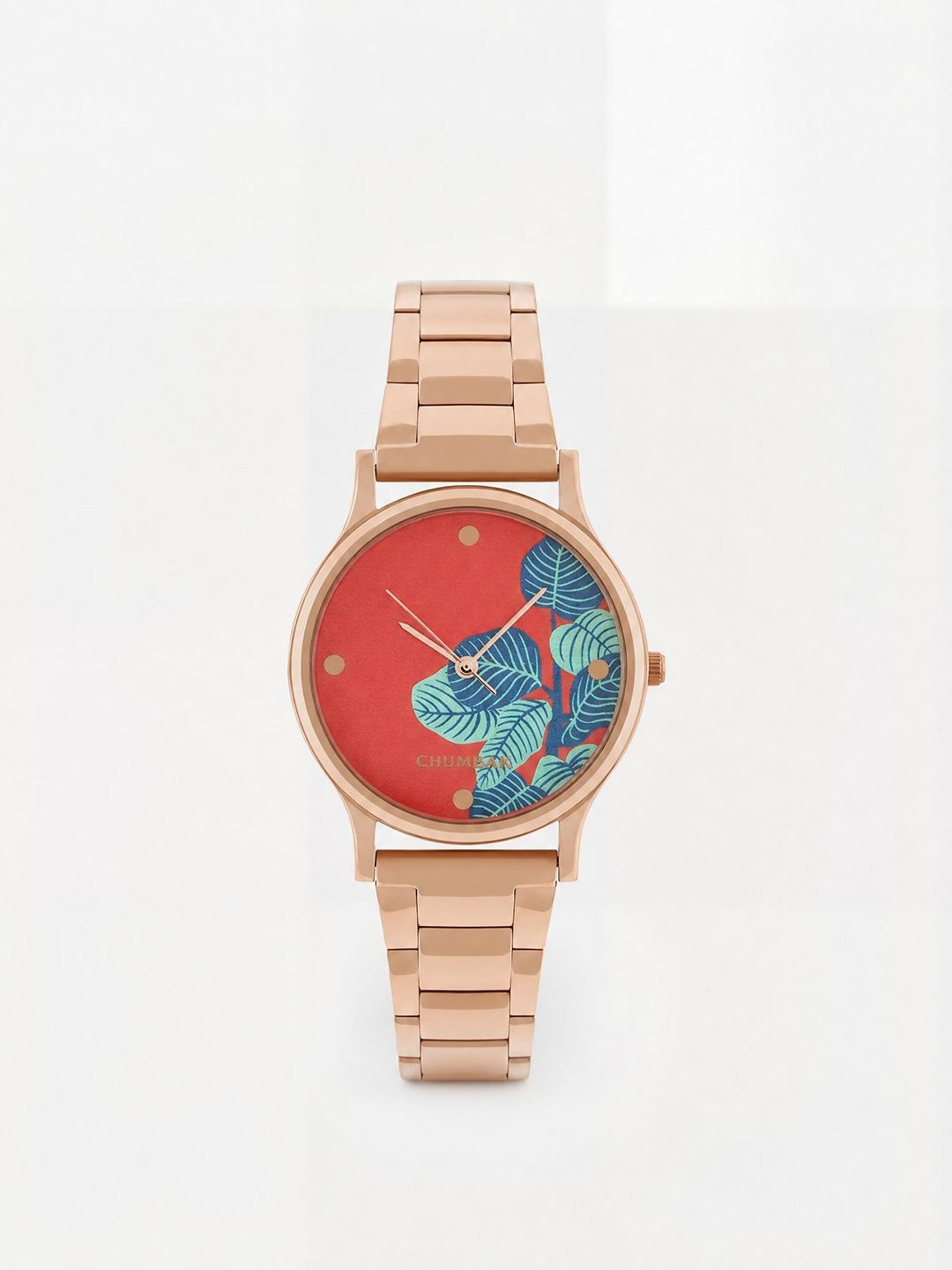TEAL BY CHUMBAK Women Multicoloured Brass Printed Dial & Rose Gold Toned Straps Analogue Watch