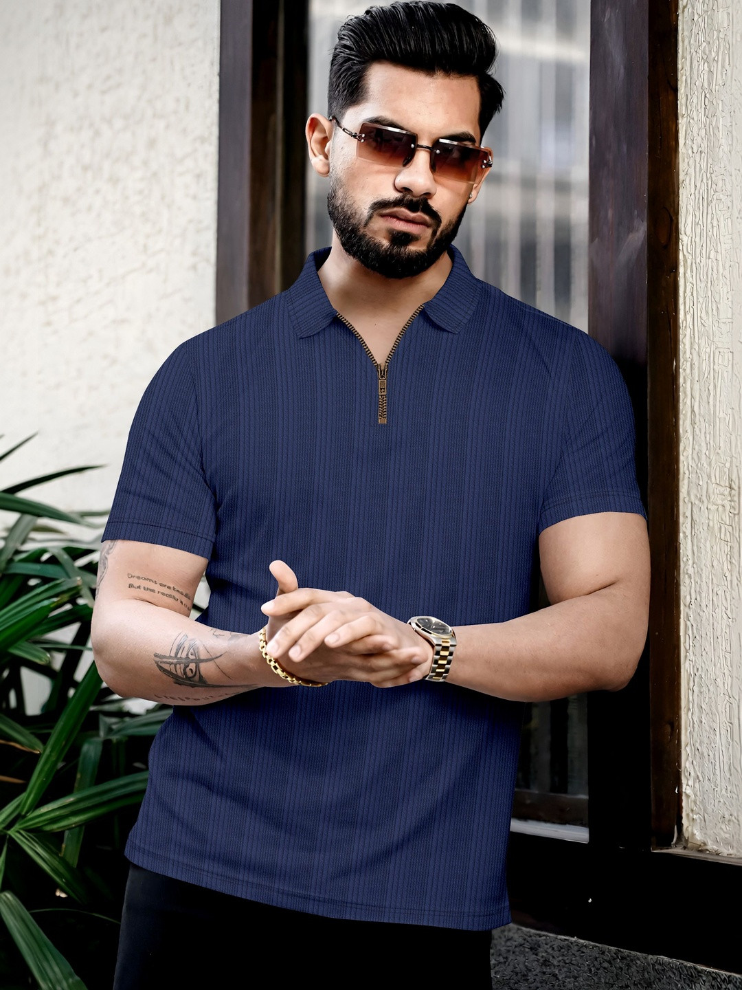HERE&NOW Men Polo Collar T-shirt