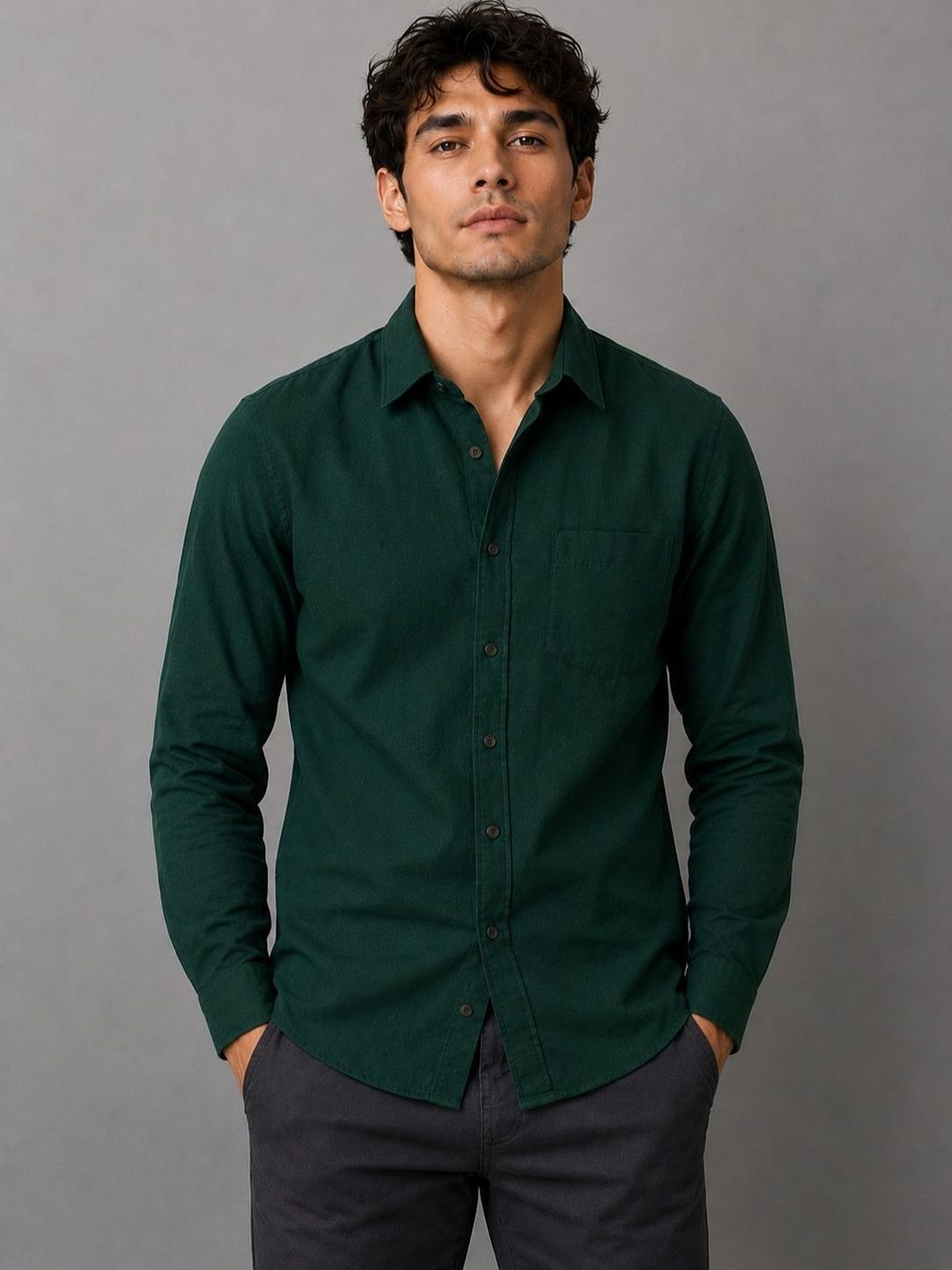 APPEL TOUCH Men Classic Fit Solid Spread Collar Formal Shirt