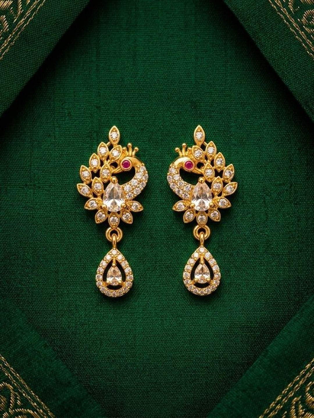 Talish Peacock Shaped Drop Earrings