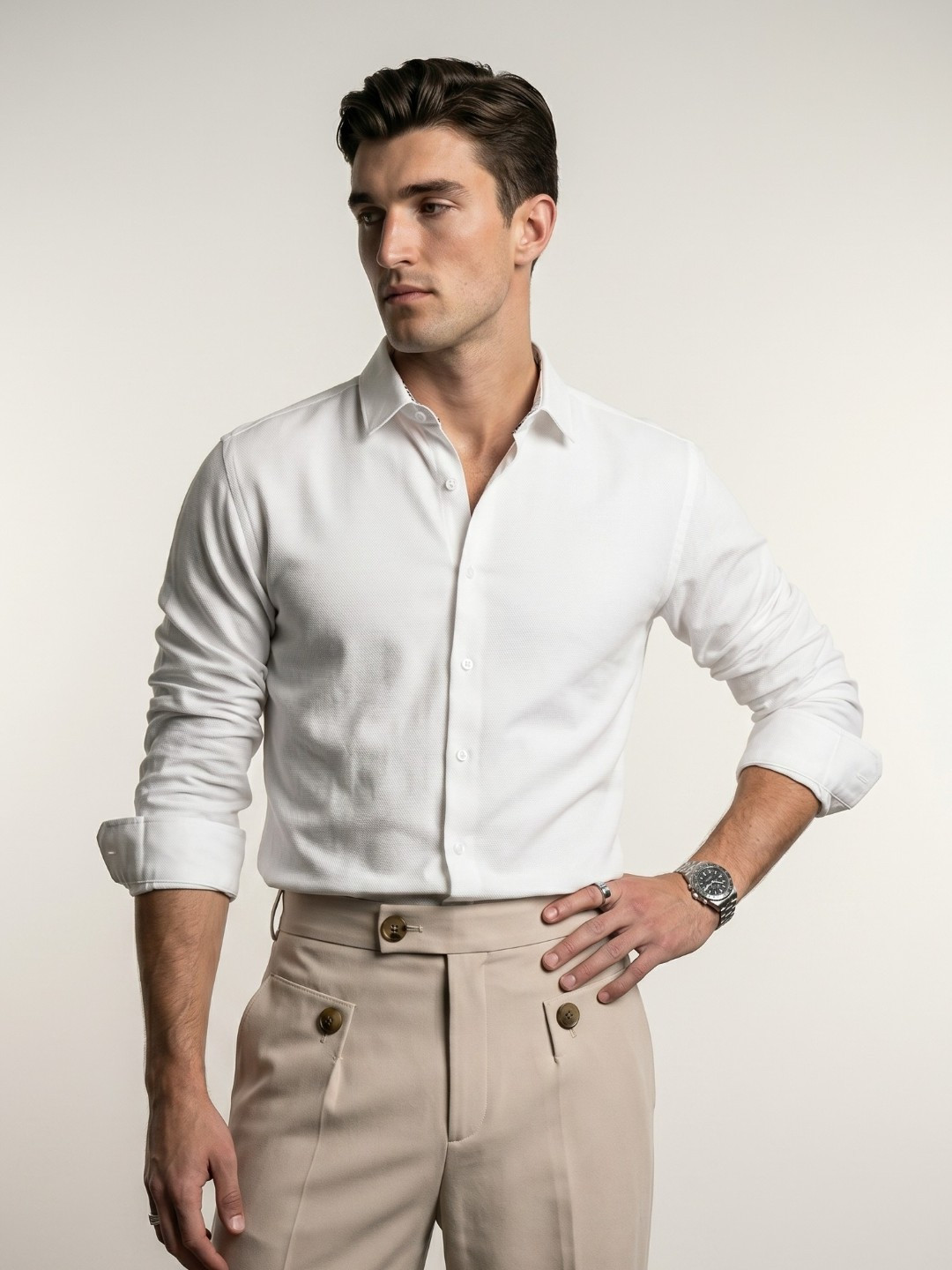 OvrWrk Self-Design Regular Fit Casual Shirt