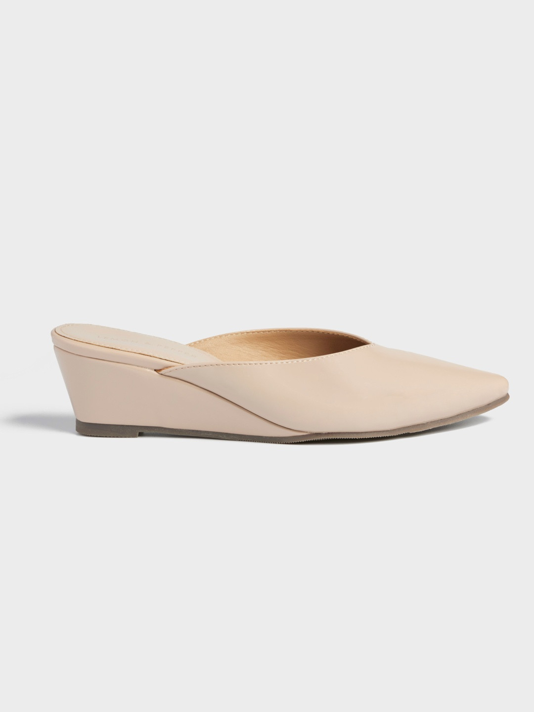 LEMON & PEPPER PU Wedge Mules