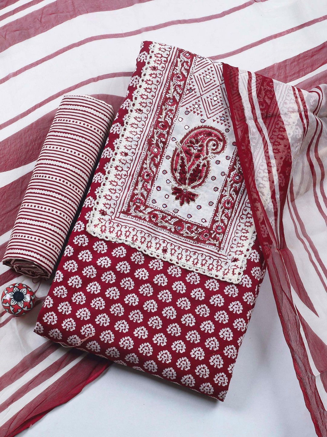 Meena Bazaar Printed Unstitched Dress Material