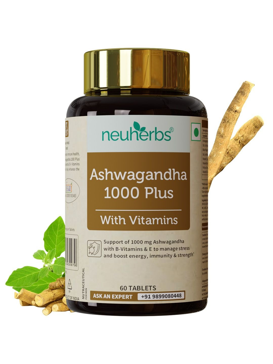 Neuherbs Ashwagandha 1000 Plus Tablets With Vitamins - 60 Tablets