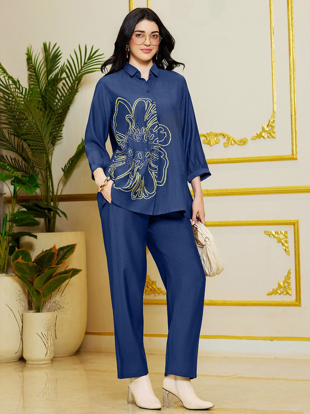 vedn Printed Top with Trousers