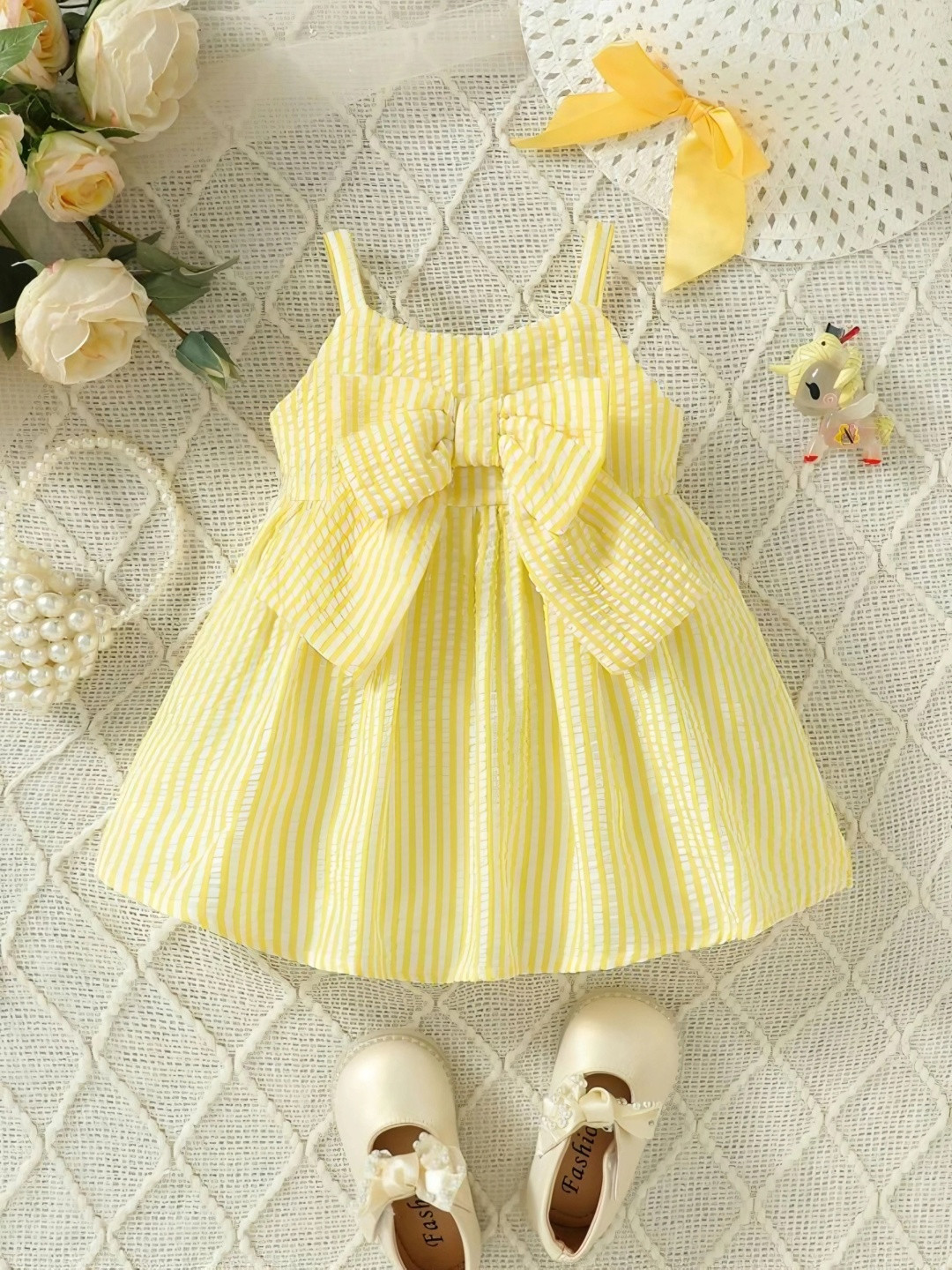Sweety Rani Gingham Pattern Front Bow A-Line Dress