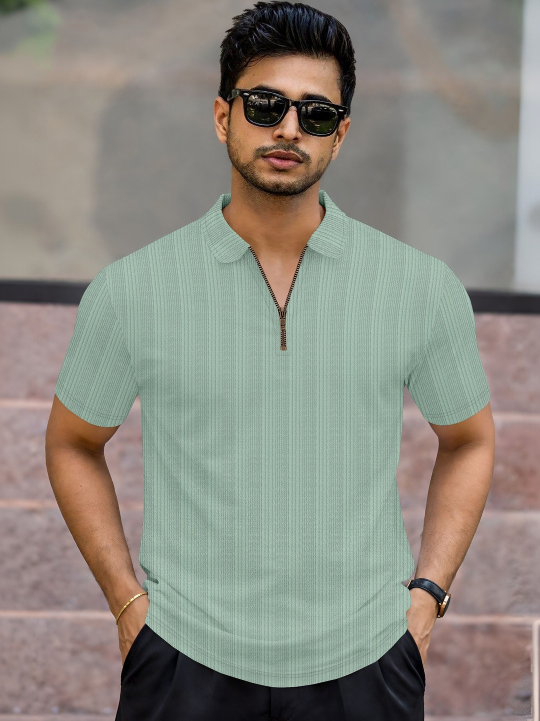 HERE&NOW Men Polo Collar T-shirt