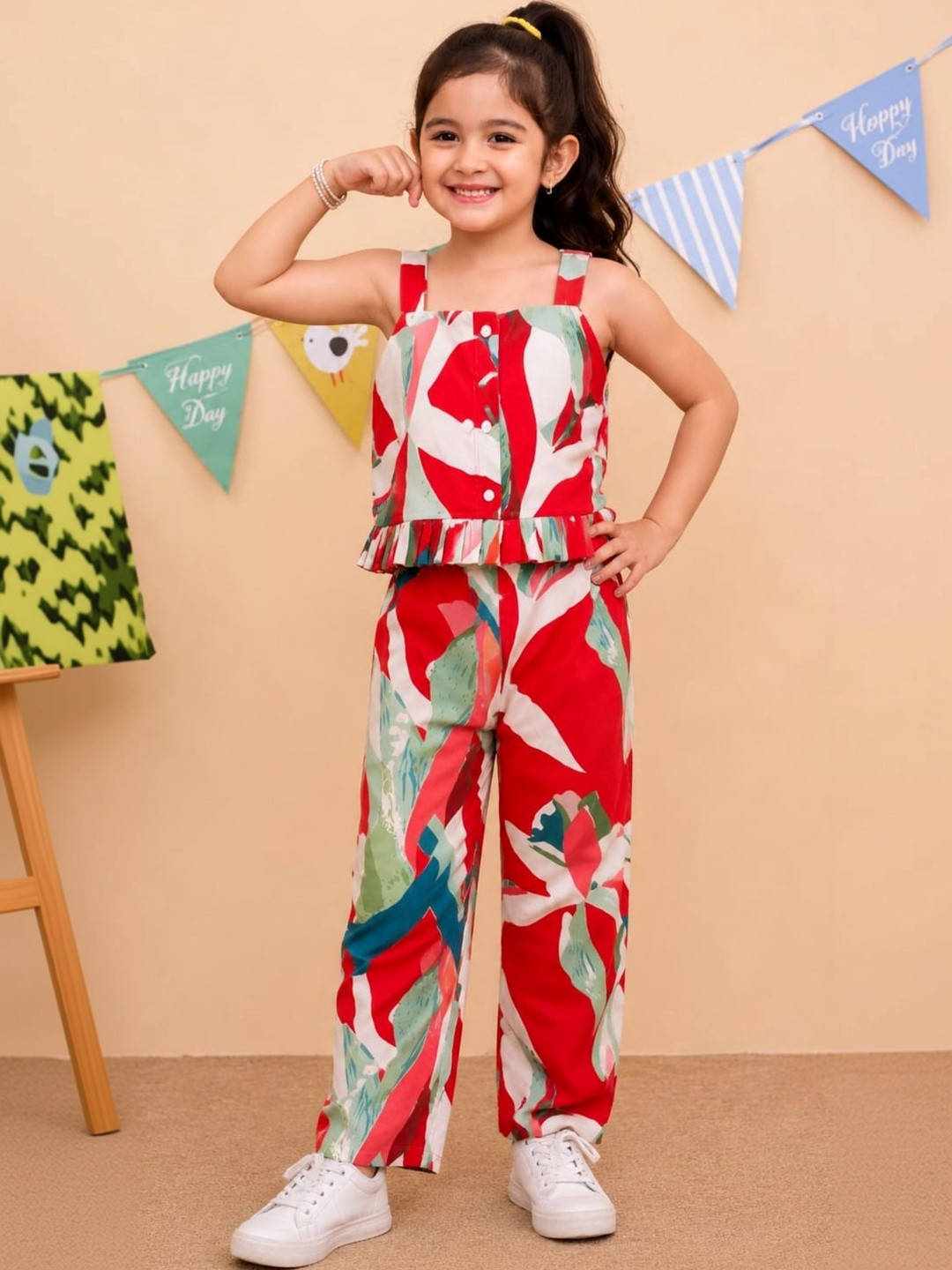 VISHESTA Girls Printed Top with Trousers