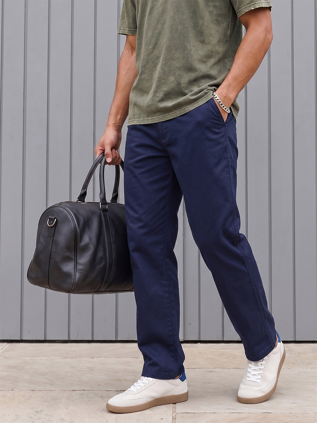 The Roadster Life Co. Men Straight Fit Pure Cotton Chinos Trousers