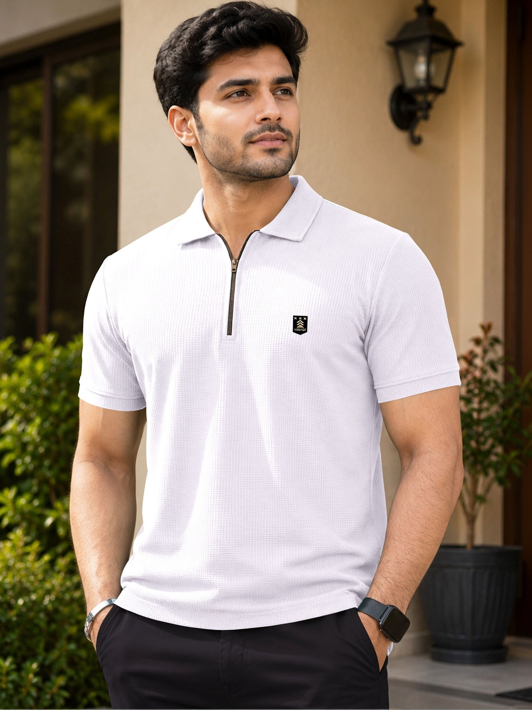 VeBNoR Men Solid Polo Collar Slim Fit T-shirt