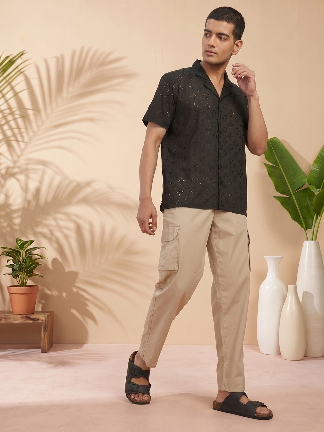 Sangria Floral Pure Cotton Schiffli Shirt