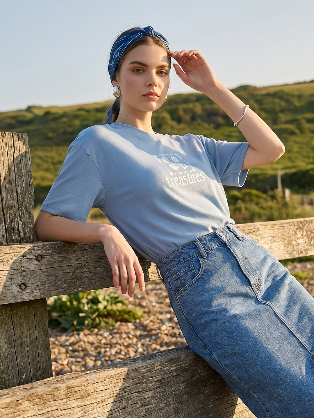 The Roadster Life Co. Typography Printed Drop-Shoulder Sleeves Relaxed Fit T-shirt