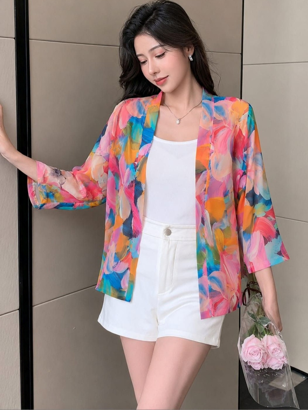 Lunice Women Printed Shrug