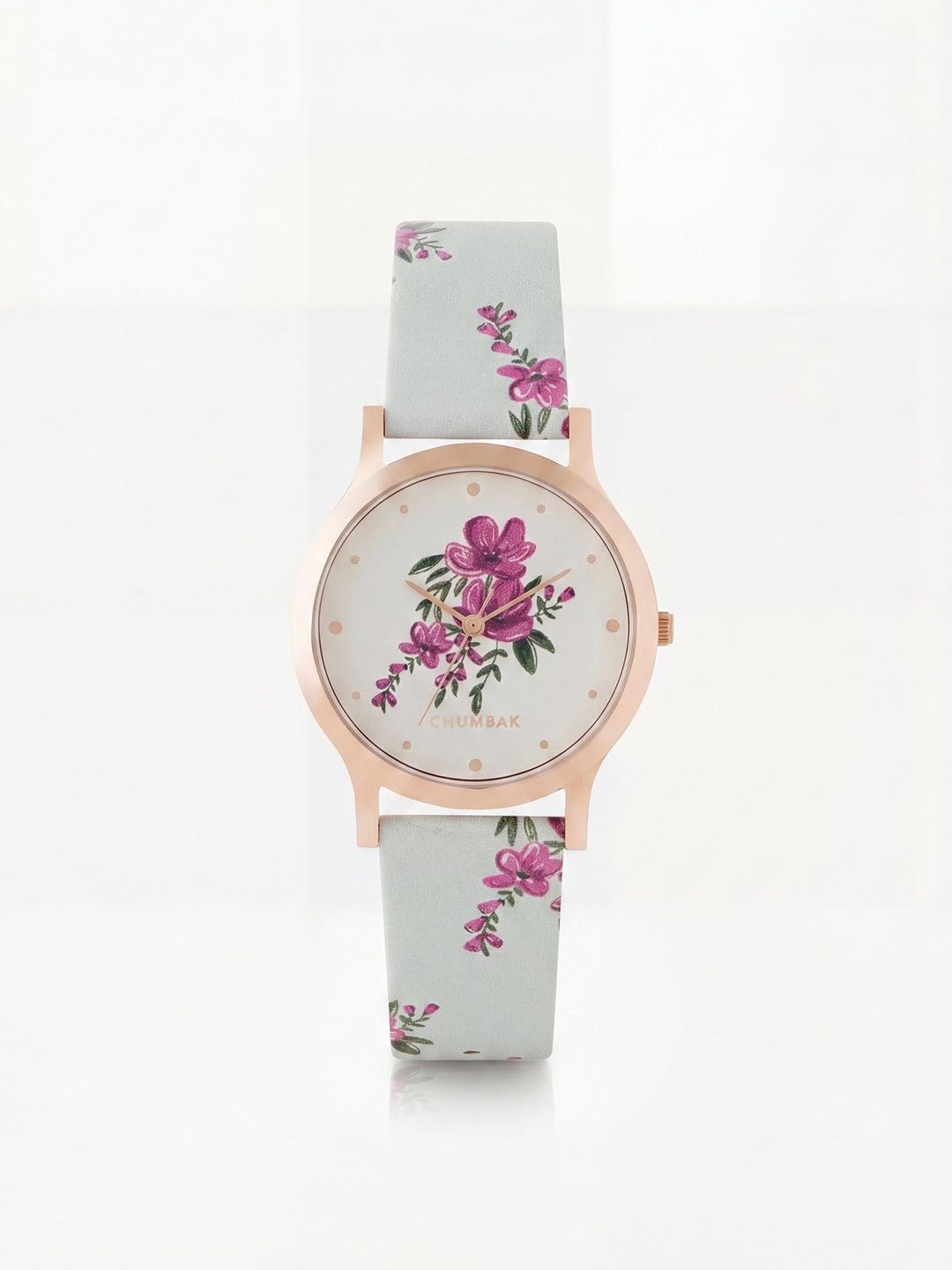 TEAL BY CHUMBAK Women Brass Printed Dial & Leather Strap Analogue Watch