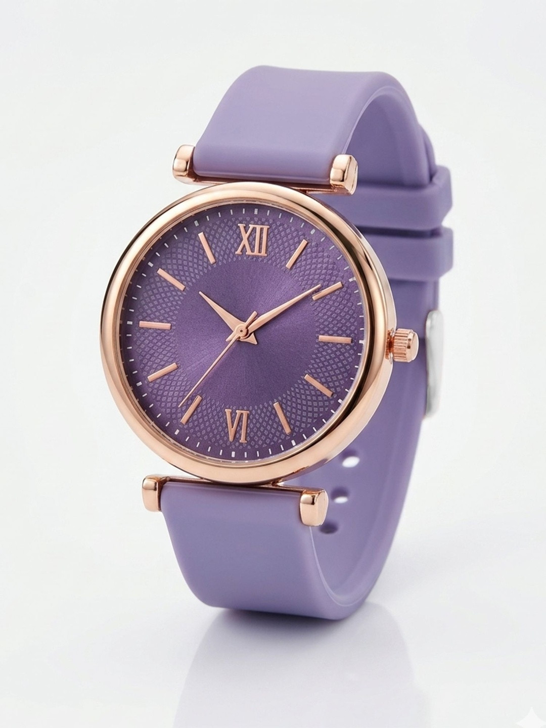 Praizy Times Women Brass Dial & Straps Analogue Watch DB-SILICON-PURPLE