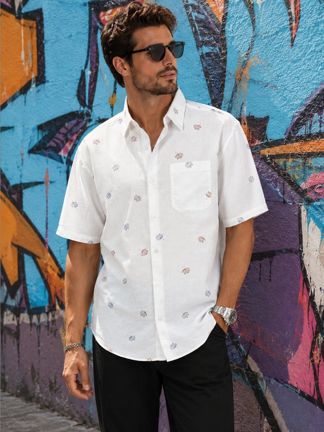 THIRD QUADRANT Men Relaxed Opaque Printed Oversized Casual Shirt