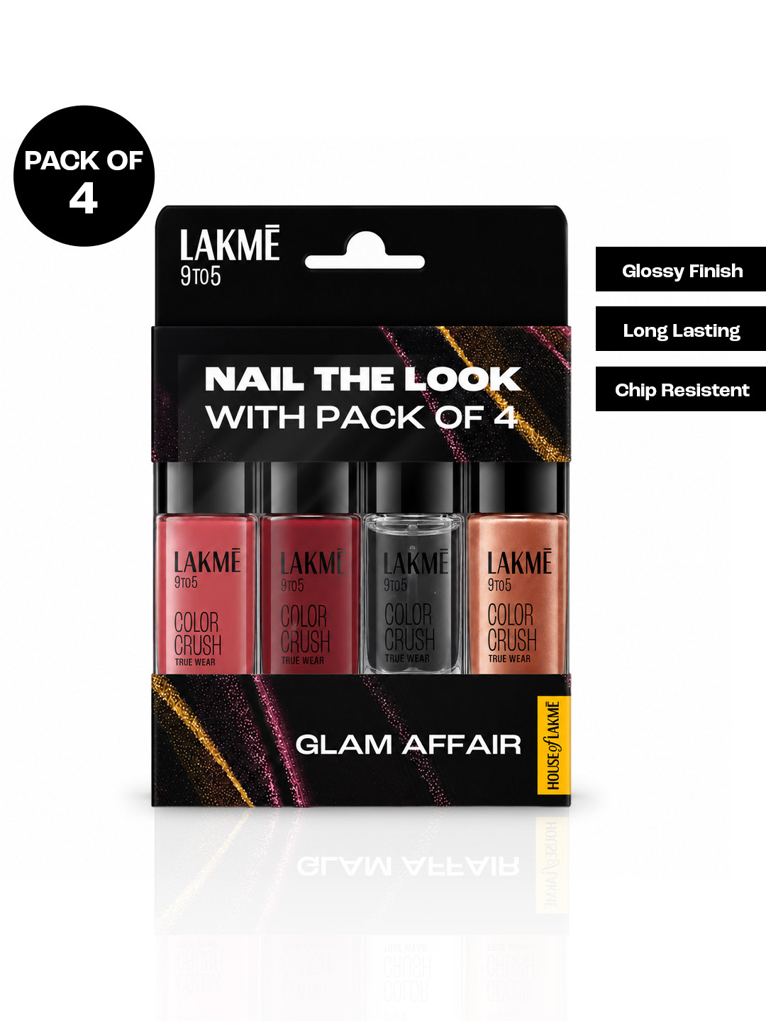 Lakme 9to5 Set Of 4 Color Crush Nail Kit 6 ml Each - Glam Affair
