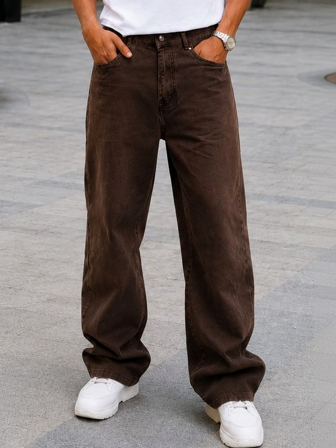 HERE&NOW Men Classic Relaxed Fit Mid-Rise Stretchable Jeans