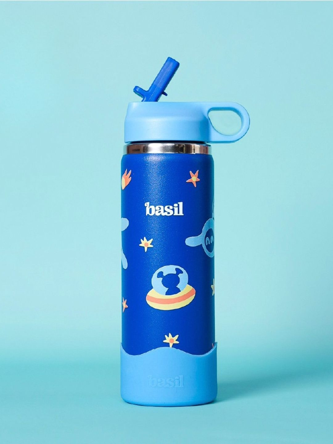 BASIL Blue Single Stainless Steel Cartoon Characters Double Wall Vacuum Water Bottle