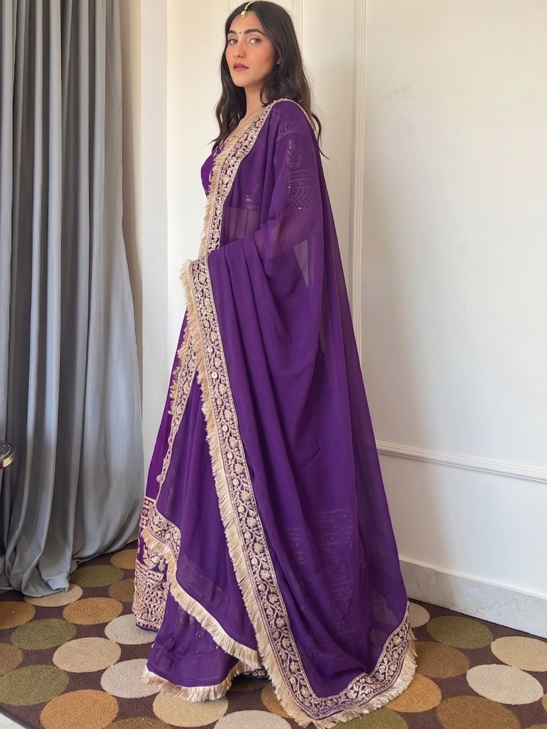 JIHU CULTURE Women Embroidered Semi-Stitched Lehenga & Blouse With Dupatta