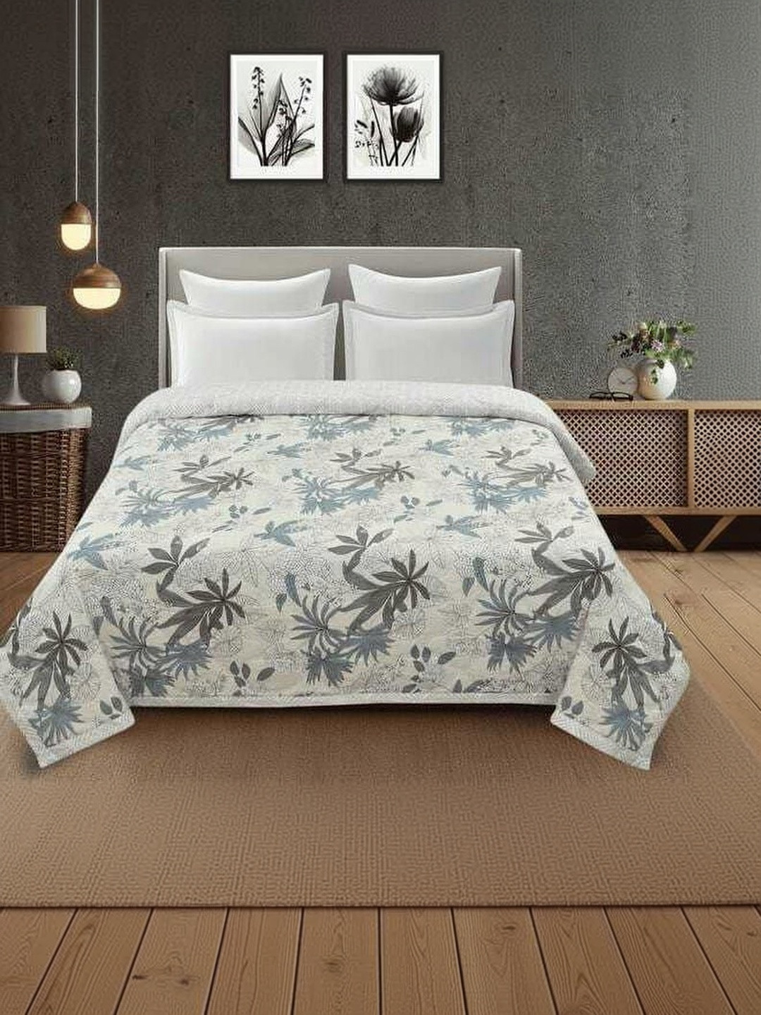 Comfowell Grey Floral AC Room 210 GSM Dohar