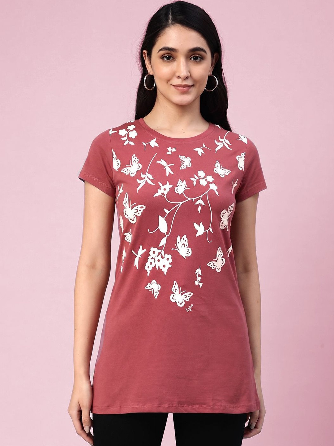 LYRA Women Multicoloured Floral Printed Extended Sleeves Anti Odour T-shirt