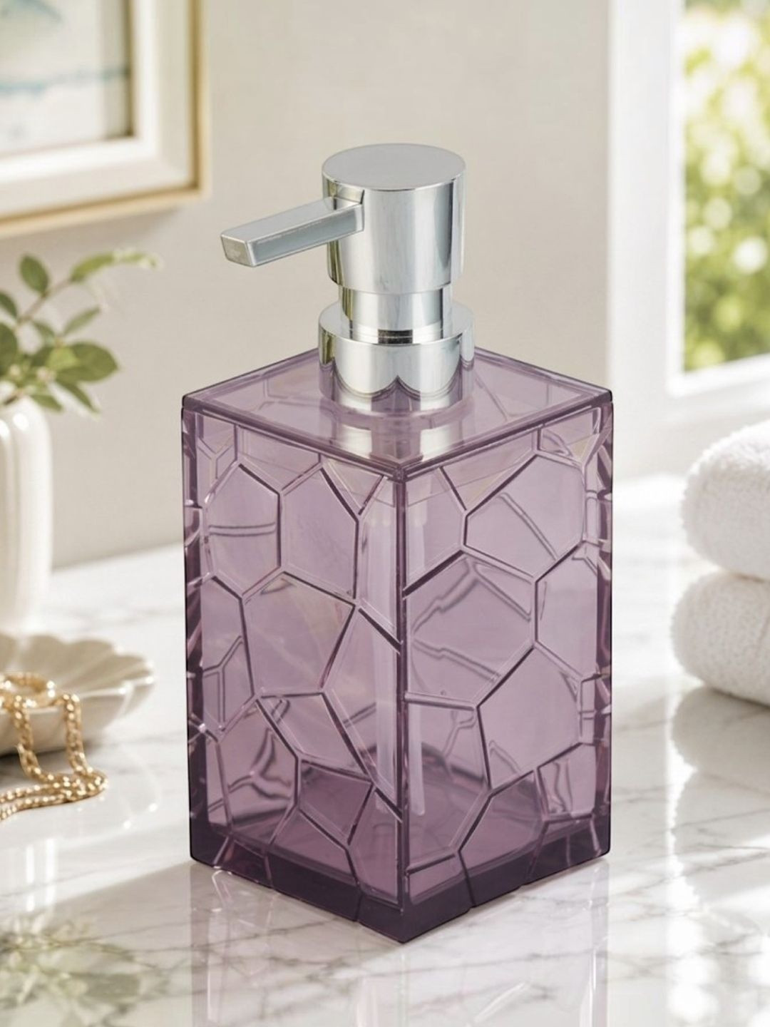 Kookee Purple Textured Printed Soap Dispenser